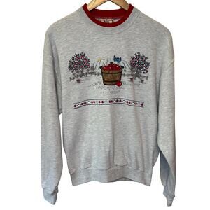Top Stitch Apple Sweater M Womens VTG Embroidered Fall Pullover Crew Neck